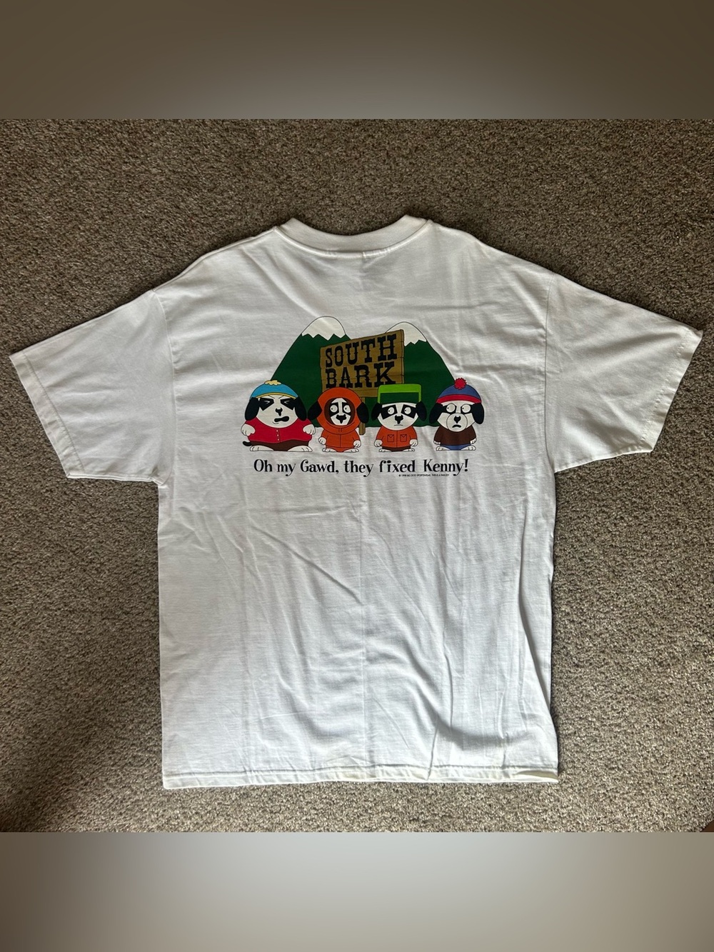 NWT Vintage Big Dogs South Bark South Park 90s Graphic T Shirt Size Large White